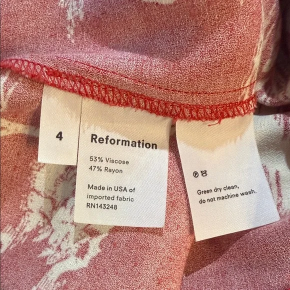 Reformation Red Toile Midi Dress with Safari Cream Print Sz 4 - Picture 10 of 13